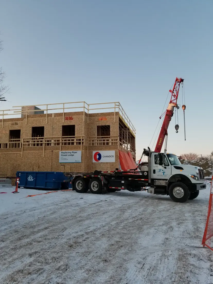 Construction site bin placement Alberta - CCT Bins professional dumpster rental service Red Deer